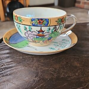 Colorful Porcelain Teacup and Saucer Set